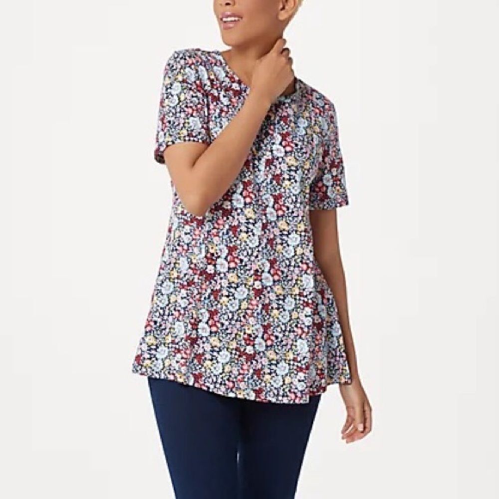 Denim & Co. Printed Jersey Fit & Flare Top